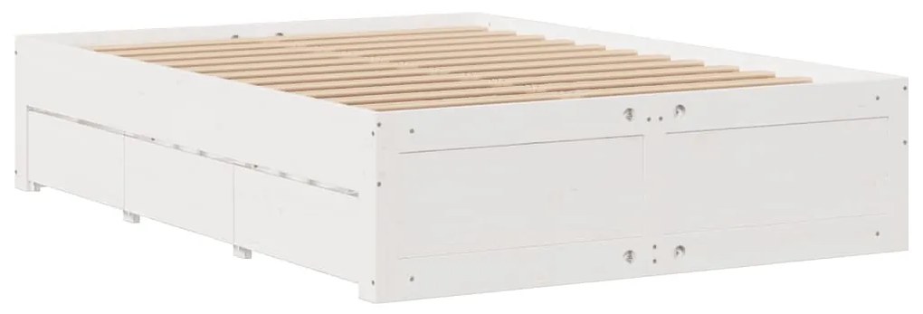 Cama com estante sem colchão 140x200 cm pinho maciço branco