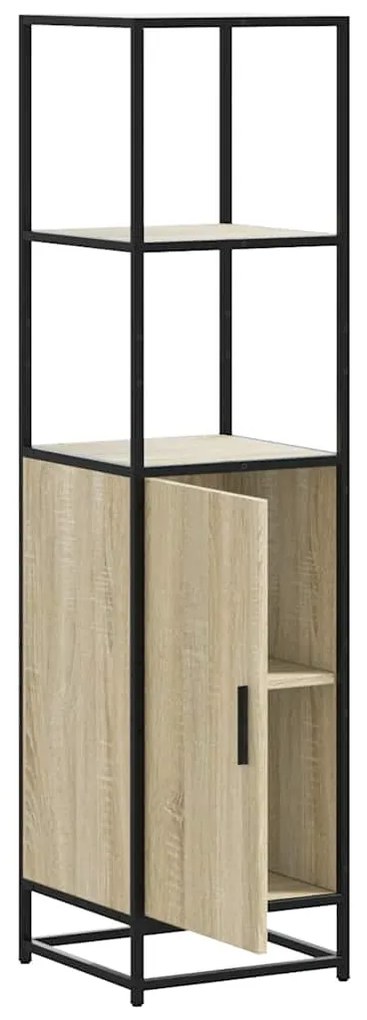 Armário alto 35,5x35x139 cm madeira e metal carvalho sonoma