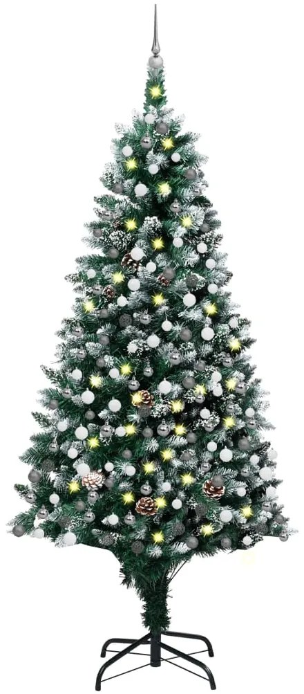 vidaXL Árvore Natal artificial pré-iluminada c/ bolas e pinhas 240 cm