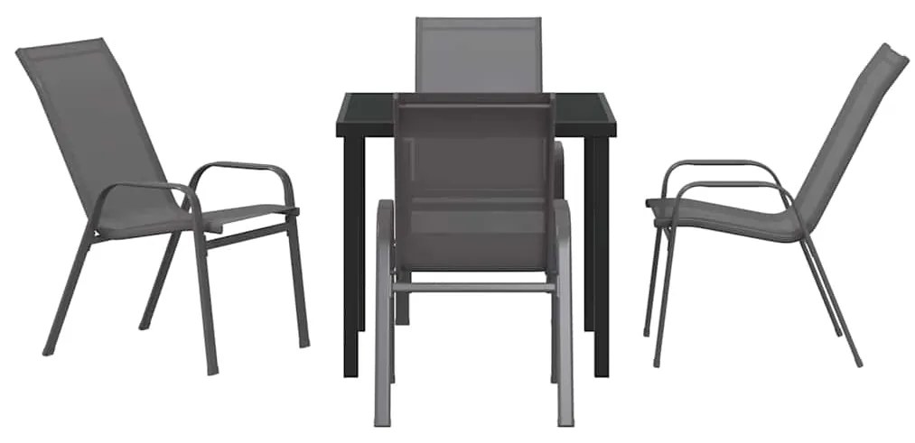 Conjunto de Jardim com 5 Peças - Aço e Textileno Cinza