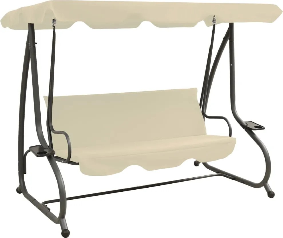 vidaXL Baloiço de jardim com toldo branco areia