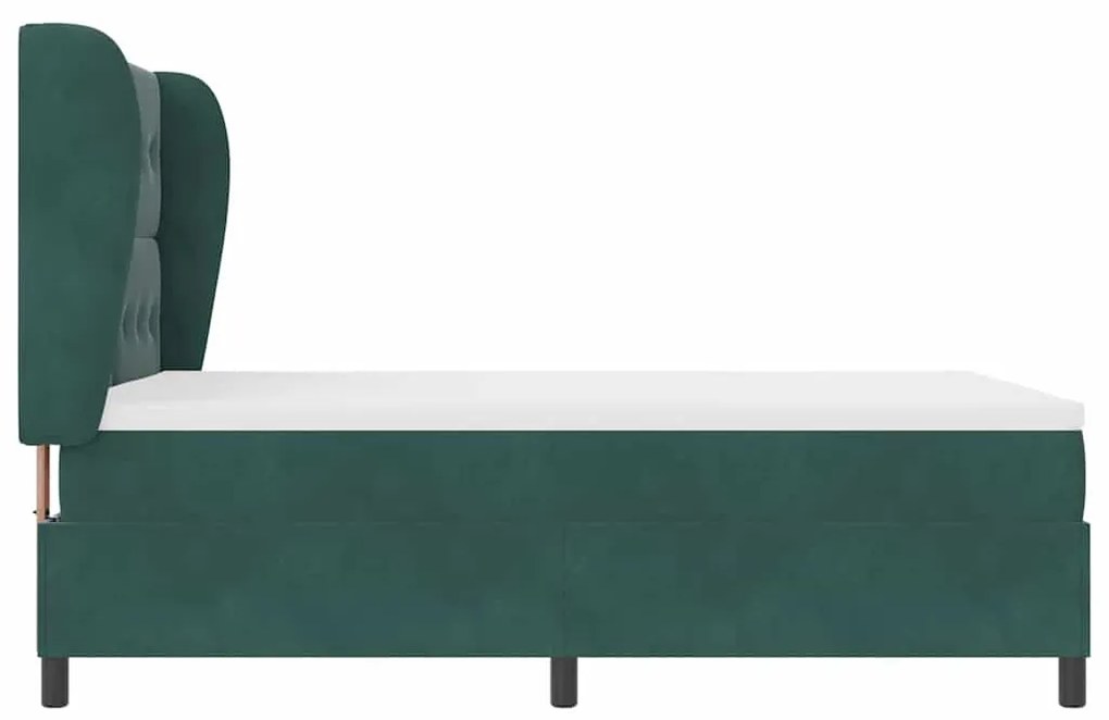 Cama box com colchão verde escuro 140 x 200 cm em veludo