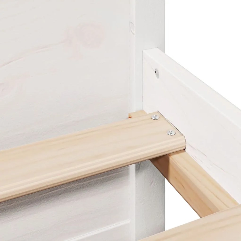 Cama com estante sem colchão 150x200 cm pinho maciço branco