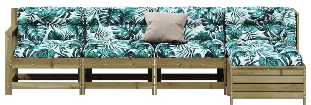 5 pcs conjunto lounge de jardim c/ almofadões pinho impregnado