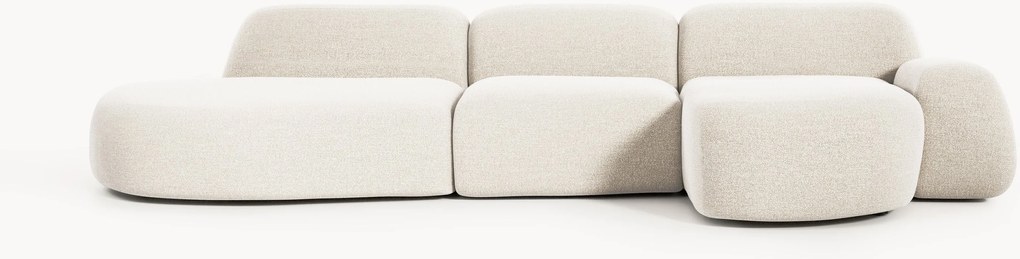 Sofá de canto modular em bouclé com chaise longue Wolke (4 lugares)