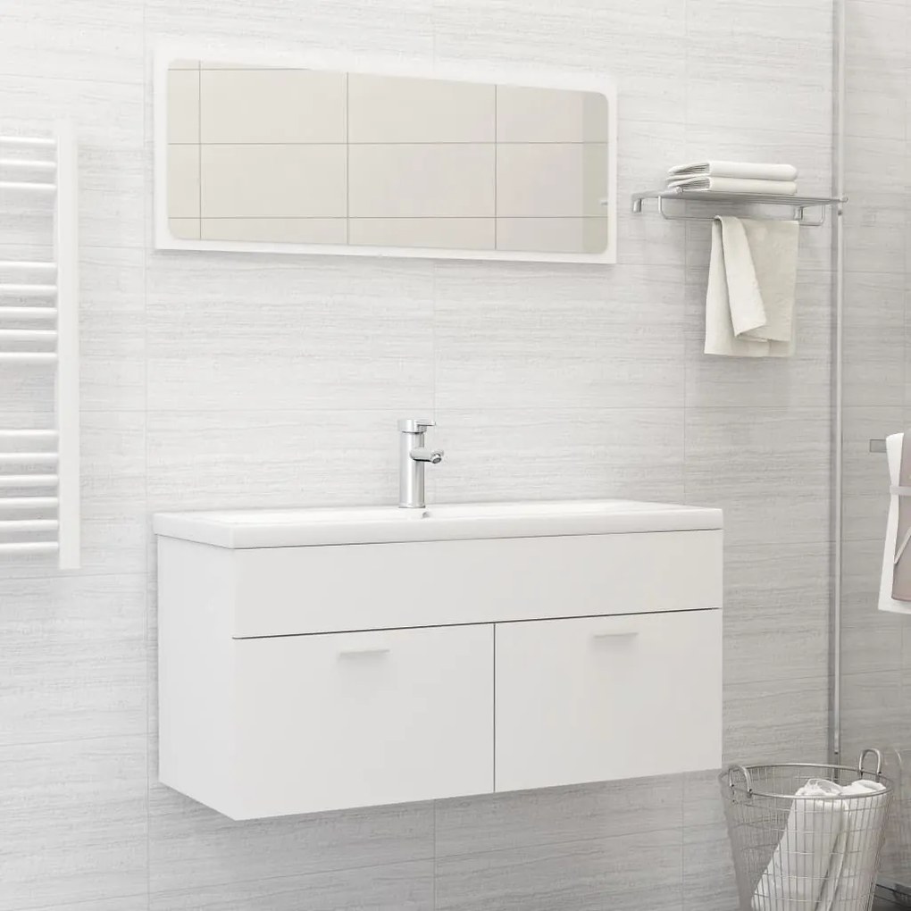 vidaXL Conjunto de móveis de casa de banho contraplacado branco