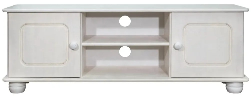 Móvel de TV 115x29x40 cm pinho maciço branco