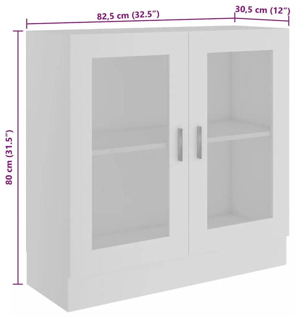 Armário vitrine 82,5x30,5x80 cm derivados de madeira branco