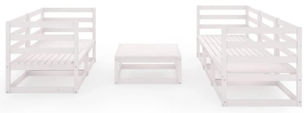 6 pcs conjunto lounge de jardim pinho maciço branco