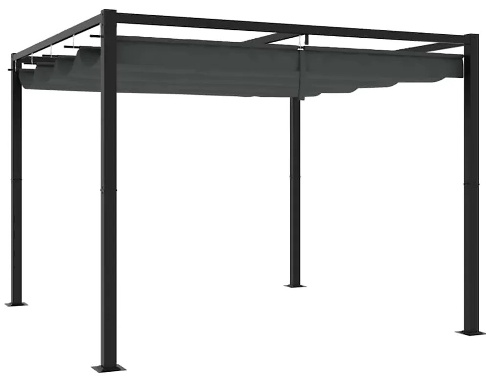 vidaXL Gazebo de jardim com teto retrátil 3x3 m aço antracite
