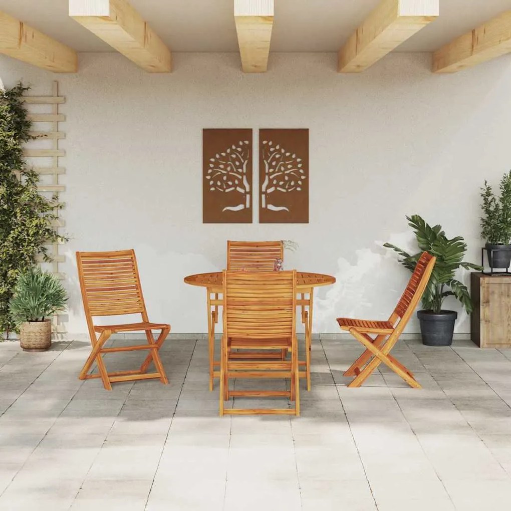 Conjunto de Móveis de Jardim Manual 5 pcs Madeira Natural