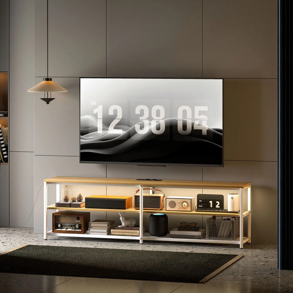 Móvel de TV Estilo Industrial Móvel de TV para Sala de Estar com Luzes