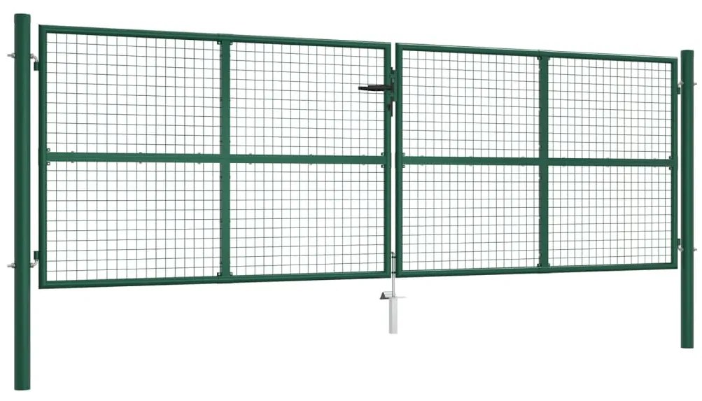 Portão de jardim em rede 390x125 cm aço verde