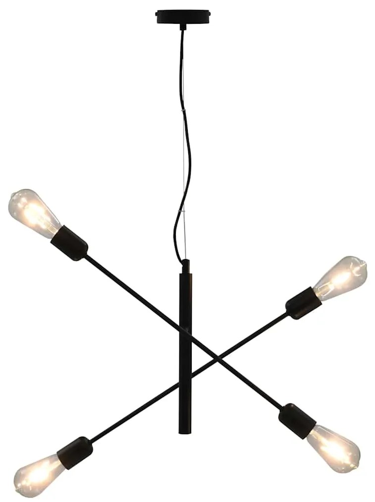 Candeeiro teto c/ lâmpadas incandescência 2 W preto E27