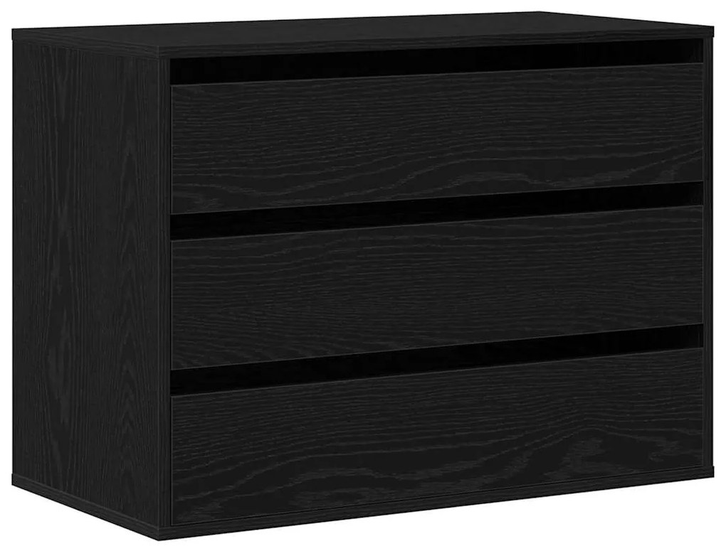 Chest of Drawers de Canto em Carvalho Preto 80x41x58 cm Madeira Engenh