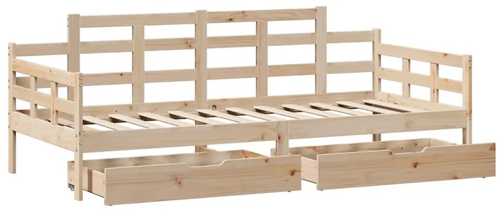 Sofá-cama com gavetas 90x190 cm madeira de pinho maciça