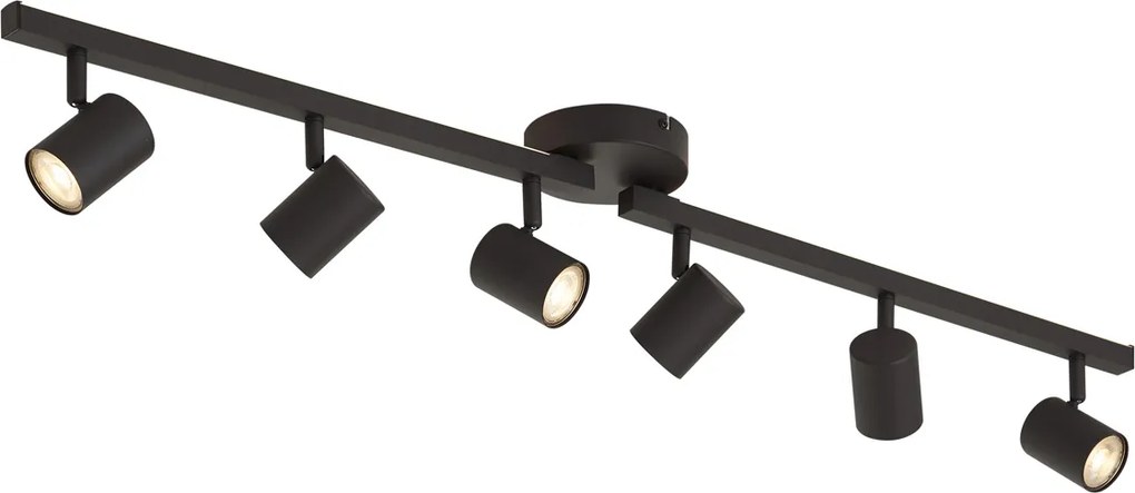 Foco de Teto Moderno Preto 6 Luzes GU10 50mm com Retroiluminação e Interruptor de 3 Posições - Back Up