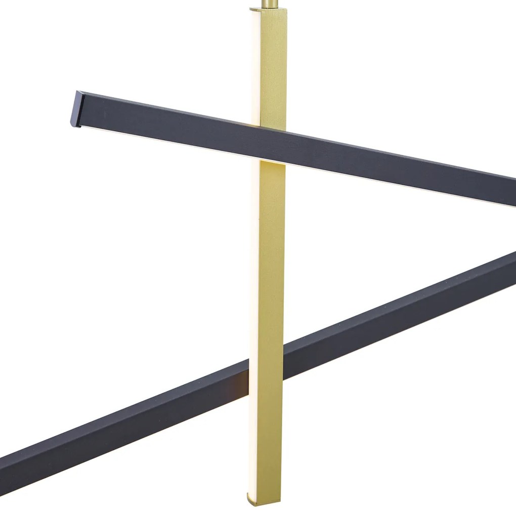 Candeeiro suspenso de design X preto com dourado incluindo LED regulável em 3 níveis - Joy Moderno