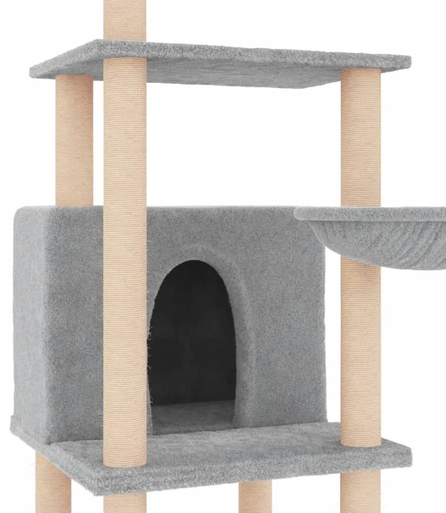 Árvore p/ gatos c/ postes arranhadores sisal 132 cm cinza-claro