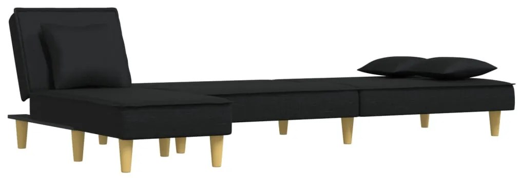 Sofá-cama em forma de L 279x140x70 cm tecido preto