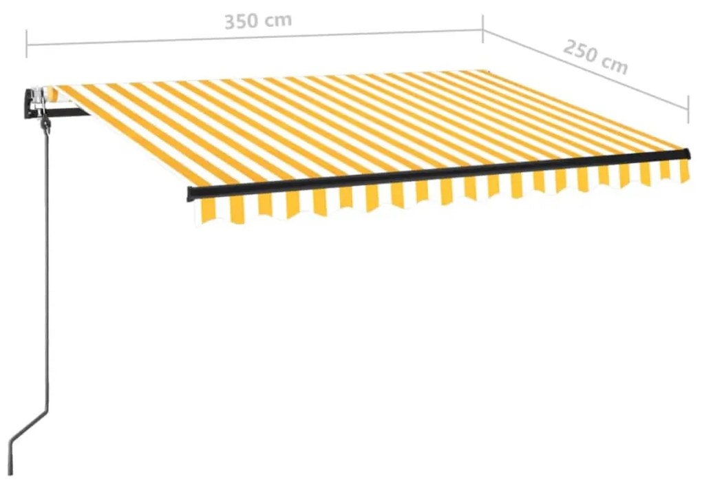 Toldo autom. c/ LED e sensor de vento 350x250 cm amarelo/branco