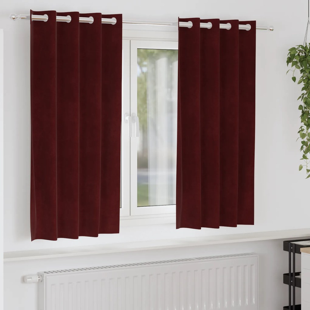 Cortinas Blackout com Ilhós 2 pcs Bordô Veludo