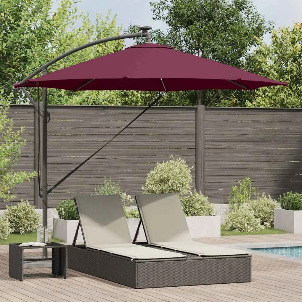 vidaXL Guarda-sol de Bananeira Cantilever com bloqueio Vermelho bordô