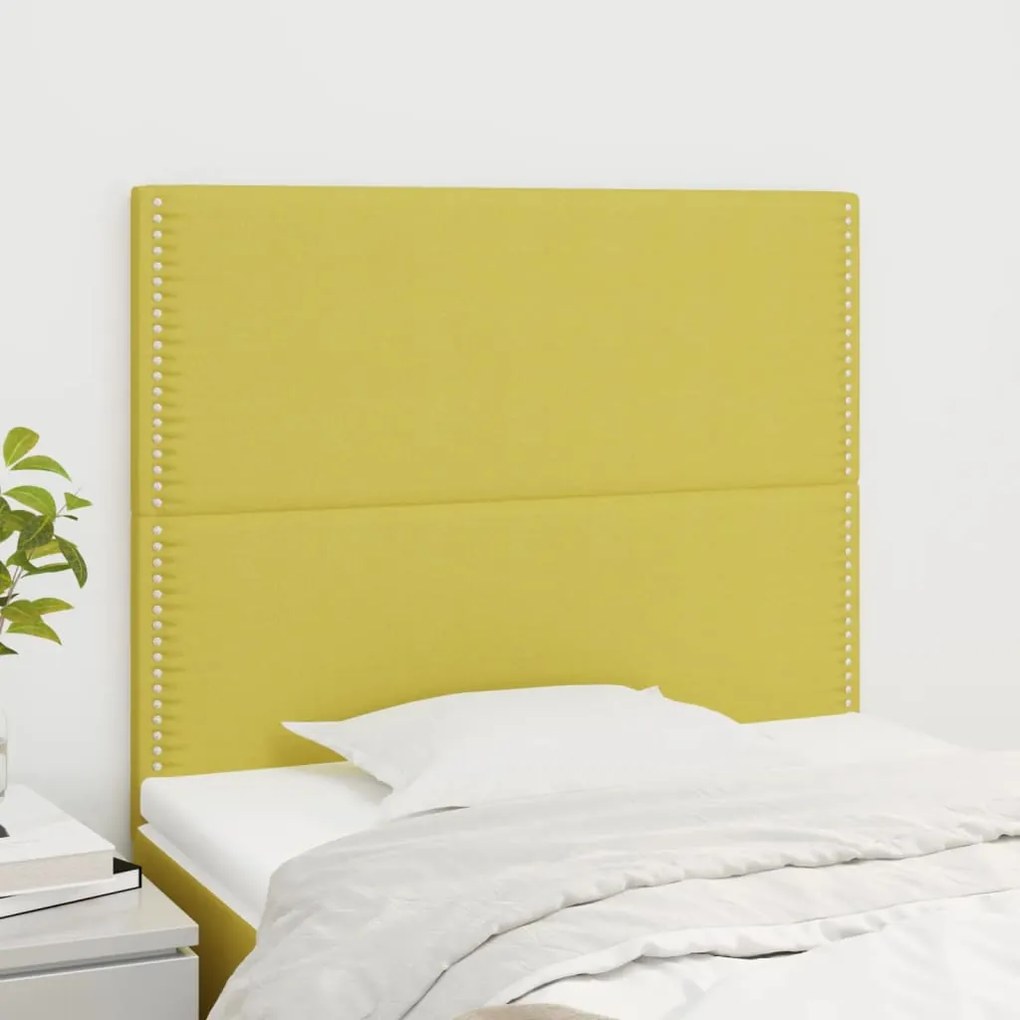 vidaXL Cabeceira de cama 2 pcs tecido 80x5x78/88 cm verde