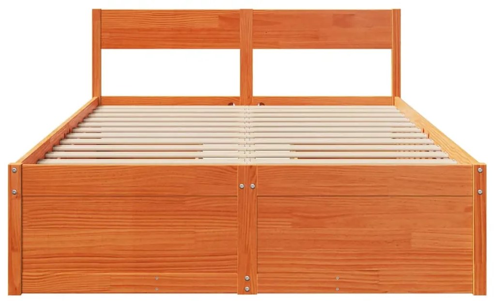 Cama sem colchão 120x190 cm madeira pinho maciça castanho-mel