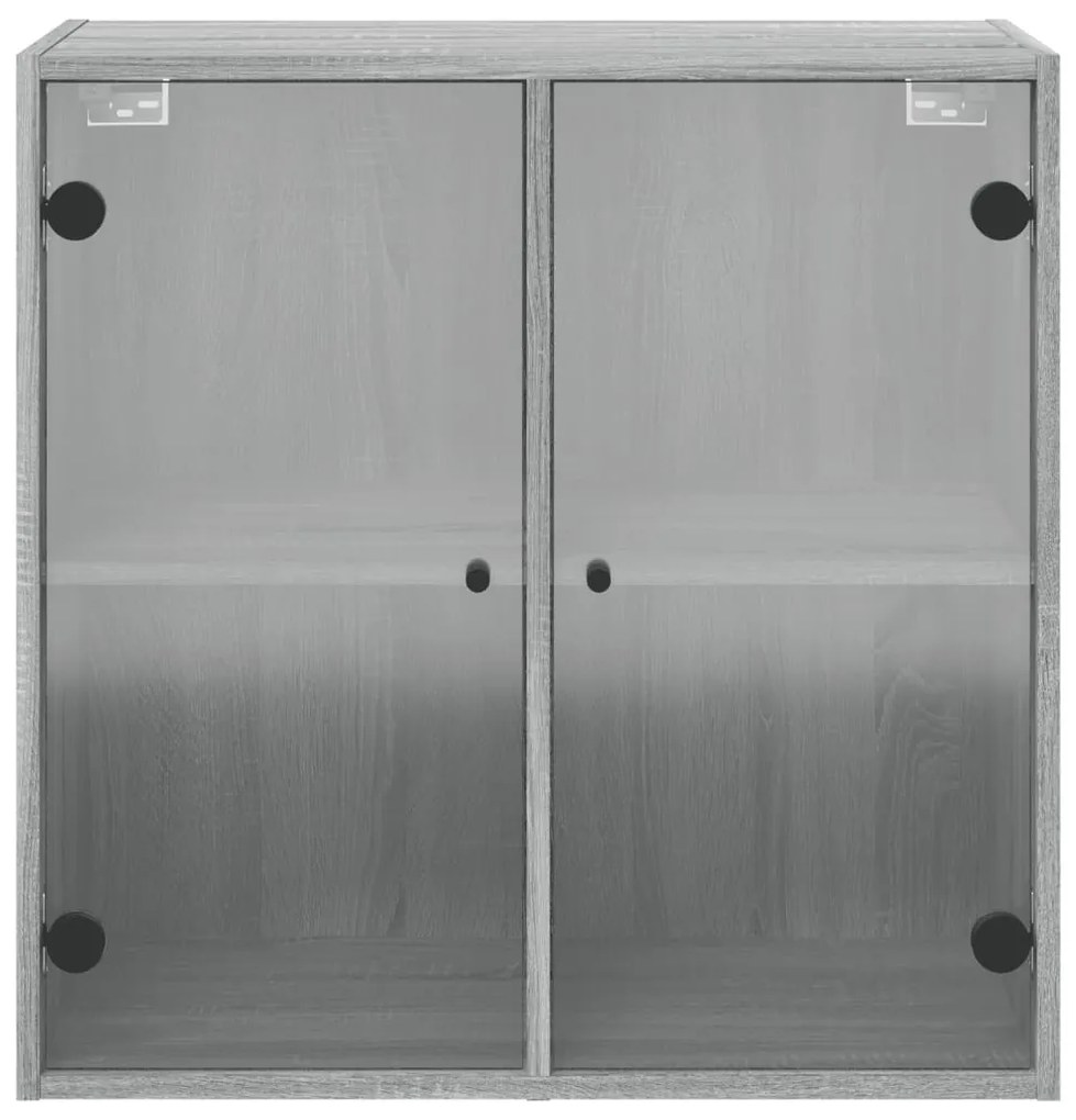 Armário de parede c/ portas de vidro 68x37x68,5 cm cinza sonoma