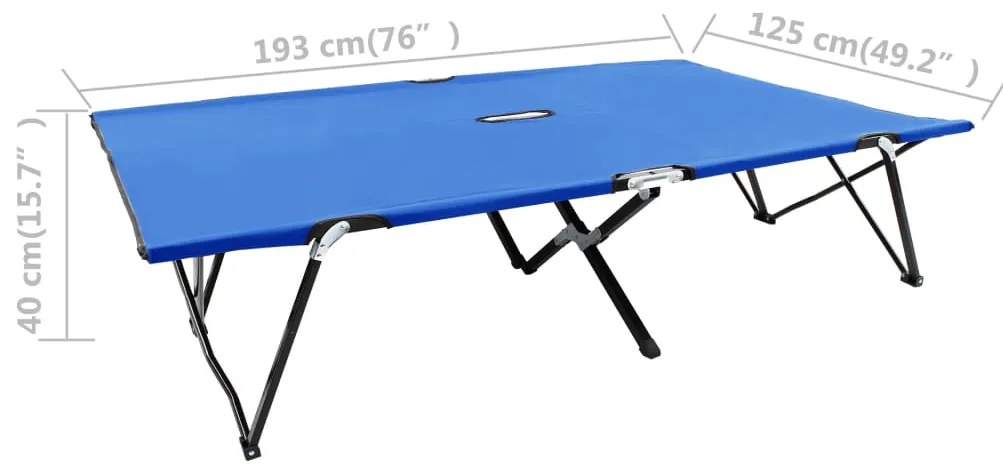 Espreguiçadeira/cama dobrável para 2 pessoas aço azul