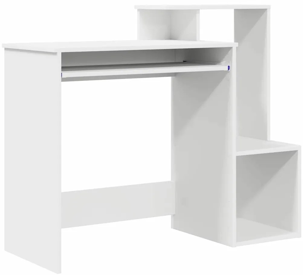 Mesa de Computador Branca Branca Aglomerado Padrão Armazenamento
