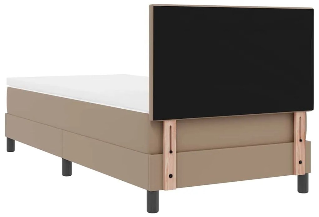 Cama Box com Colchão Cappuccino, 100 x 200 cm, em Couro Sintético