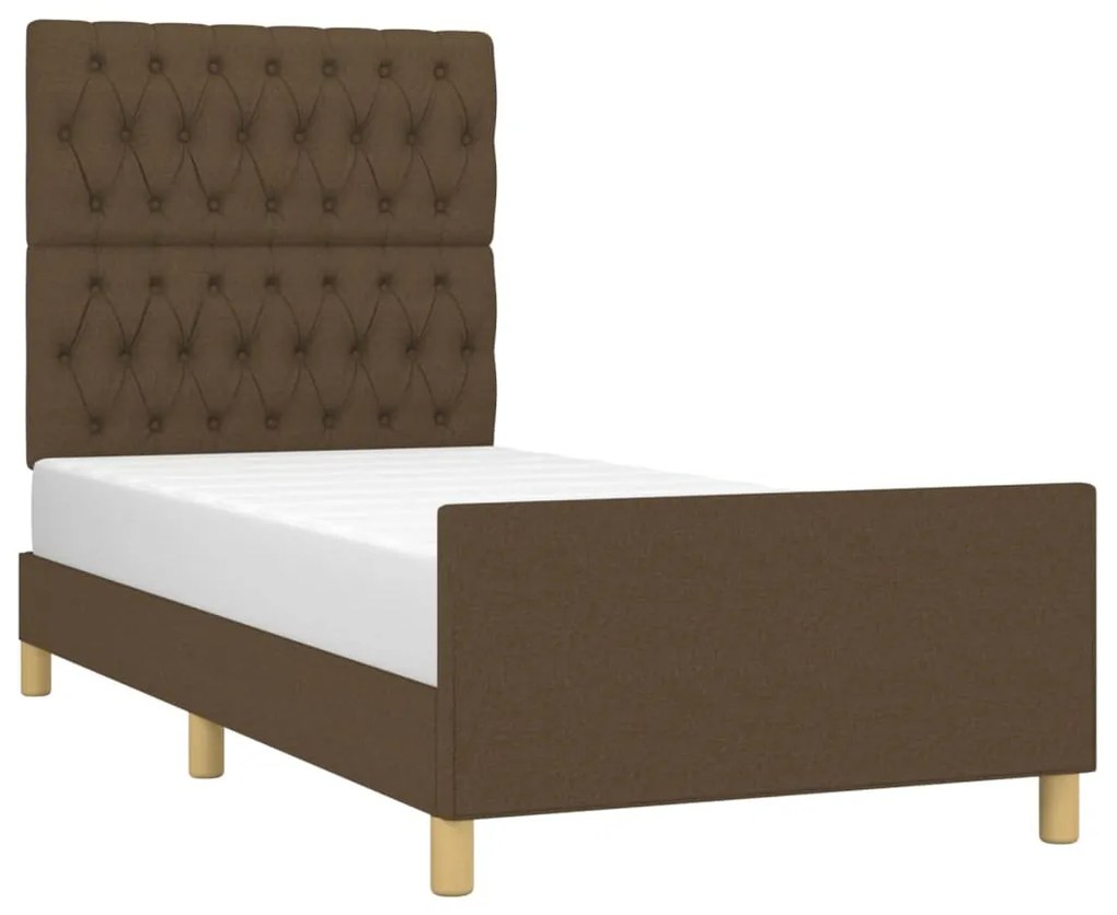 Estrutura de cama sem colchão 90x200 cm tecido castanho-escuro