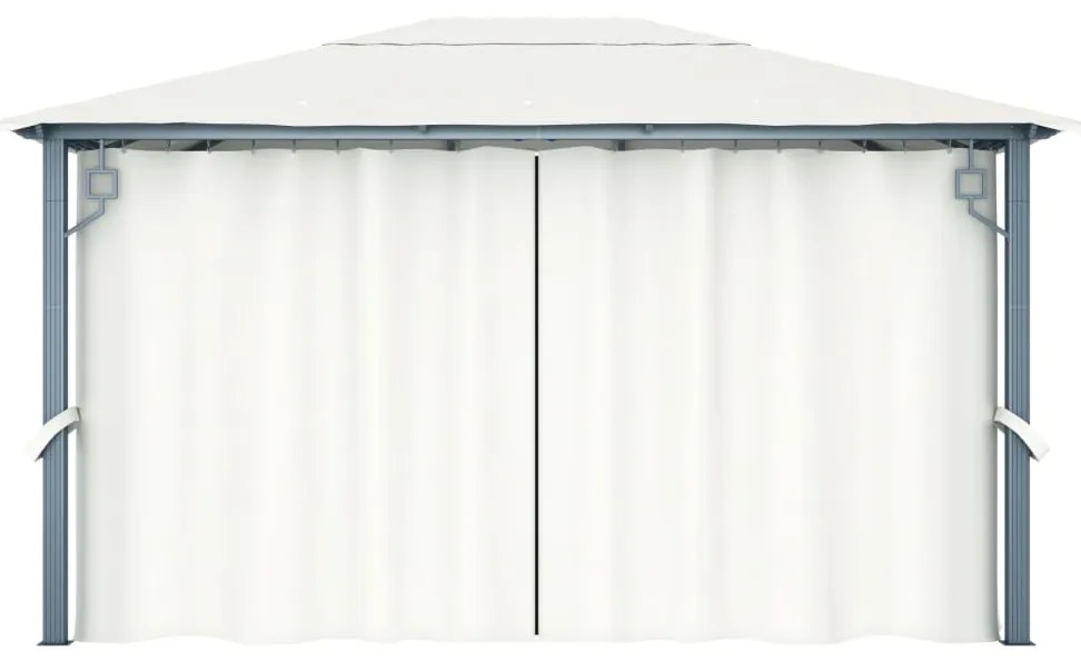 Gazebo com cortina 400x300 cm alumínio creme