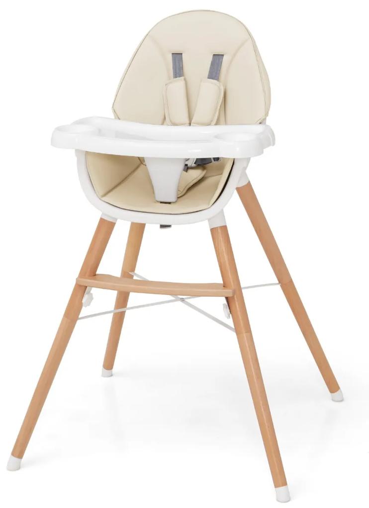 Cadeira refeição alta para bebe com bandeja Almofada de assento removível Arnês de 5 pontos 66 x 63 x 100 cm Bege
