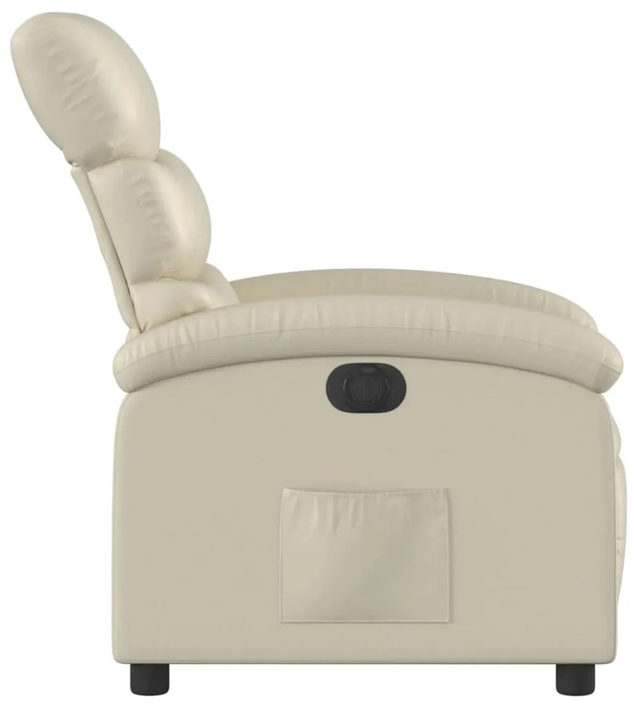 Poltrona reclinável elétrica couro artificial cor creme