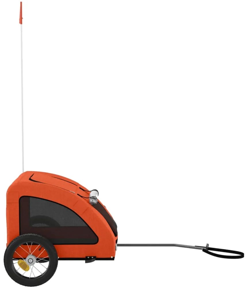 Reboque bicicleta p/ animais tecido oxford/ferro laranja