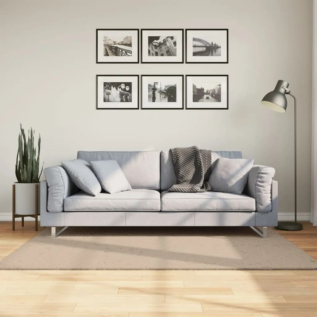 vidaXL Tapete pelo curto macio e lavável HUARTE 120x170 cm cor areia