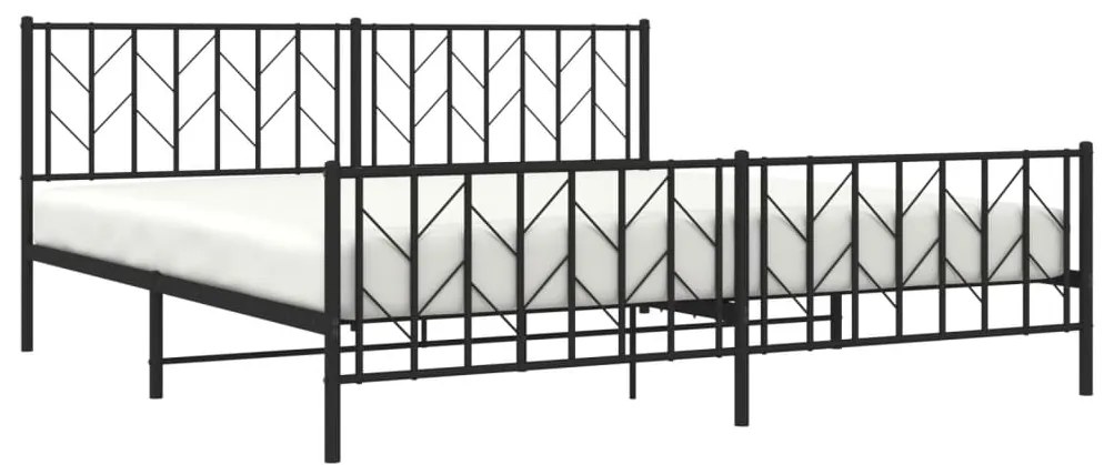 Estrutura de cama com cabeceira e pés 193x203 cm metal preto