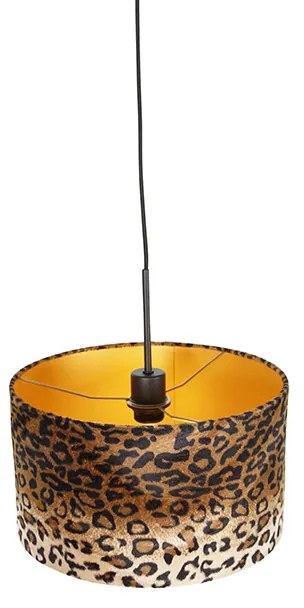 Candeeiro de suspensão moderno preto com cúpula de leopardo 35 cm - Combi Moderno