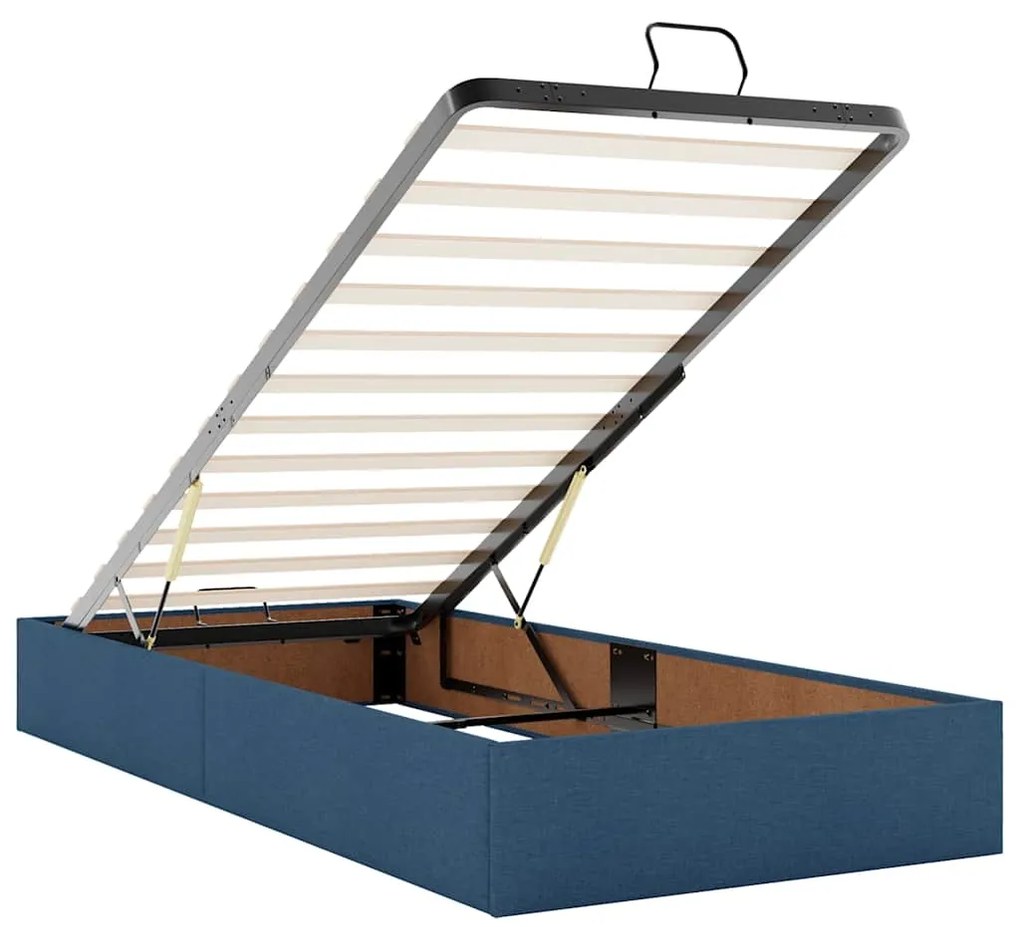 Cama otomana com colchão 90x200 cm tecido azul