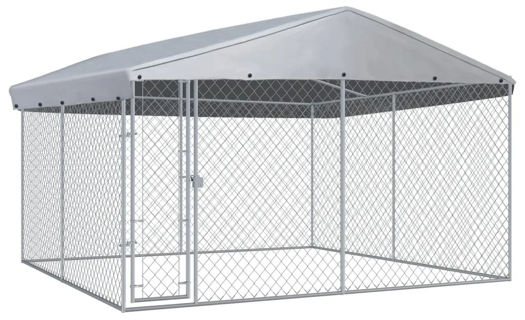 vidaXL Canil de exterior com telhado 382x382x225 cm