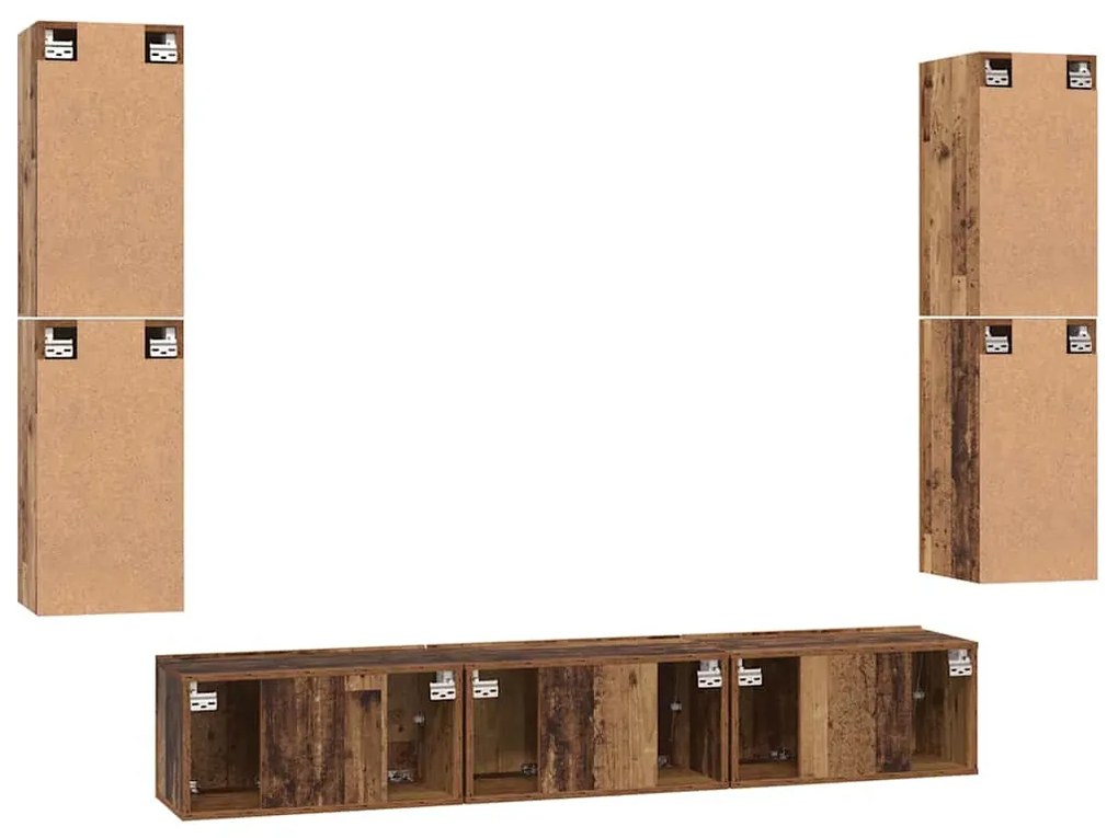 Conjunto de móvel de TV 7 pcs Madeira Antiga 80 x 30 x 30.5 cm
