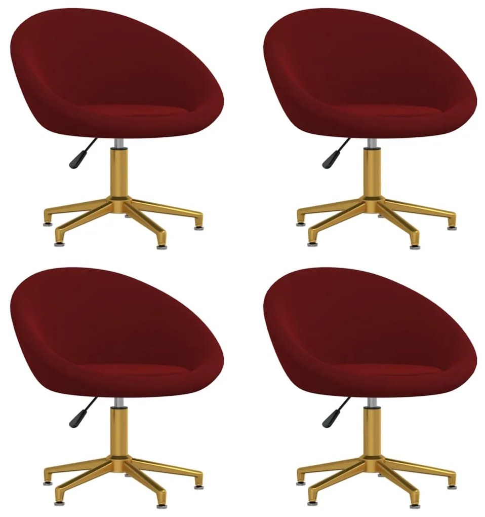 vidaXL Cadeiras de jantar 4 pcs veludo vermelho tinto