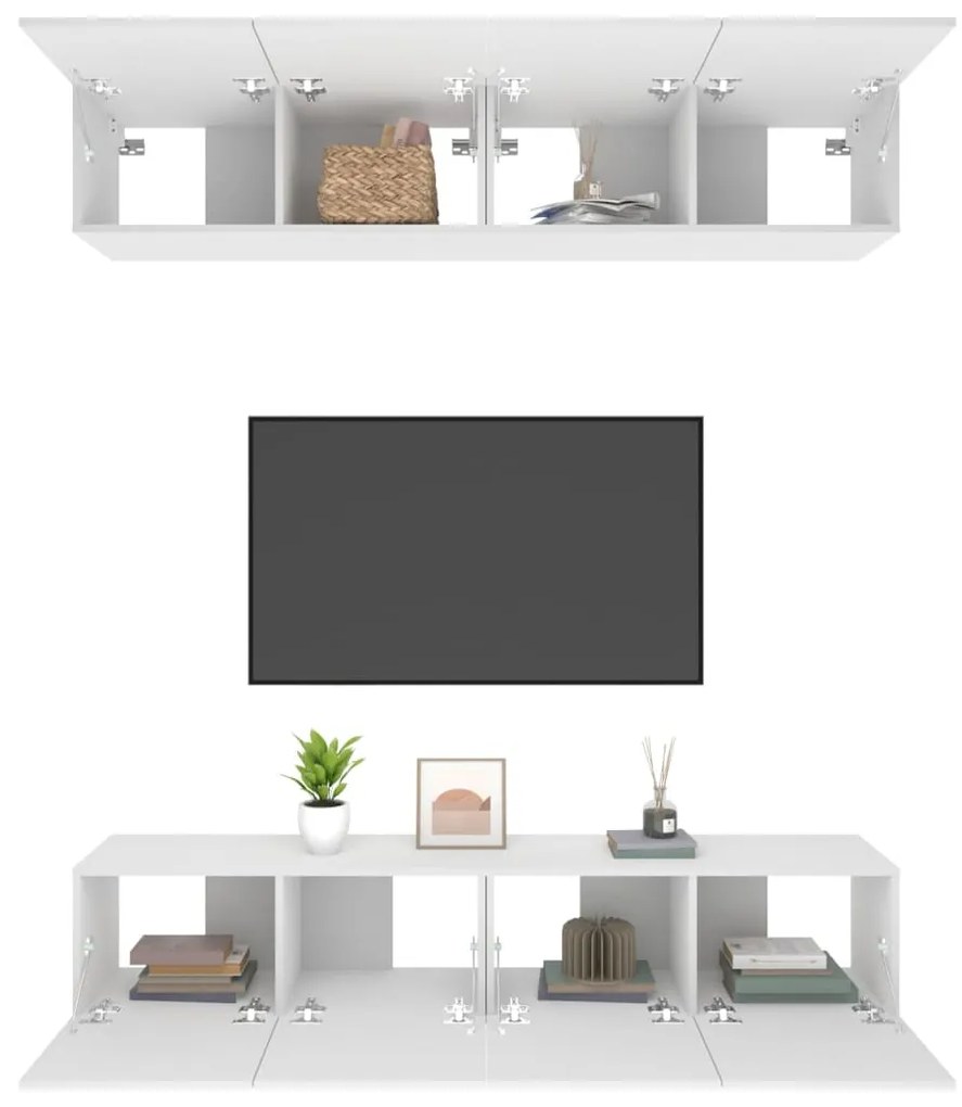 Móveis de TV 4 pcs 80x30x30 cm derivados de madeira branco