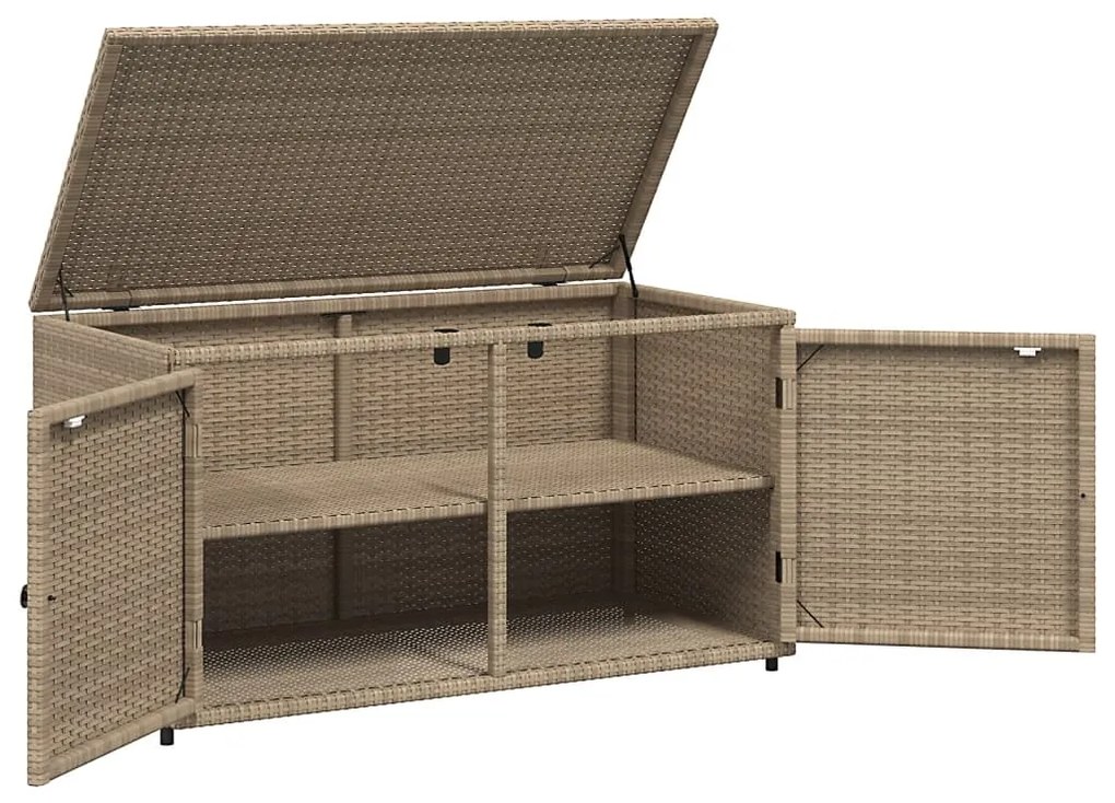 Armário de arrumação para jardim 110x55x60,5 cm vime PE bege