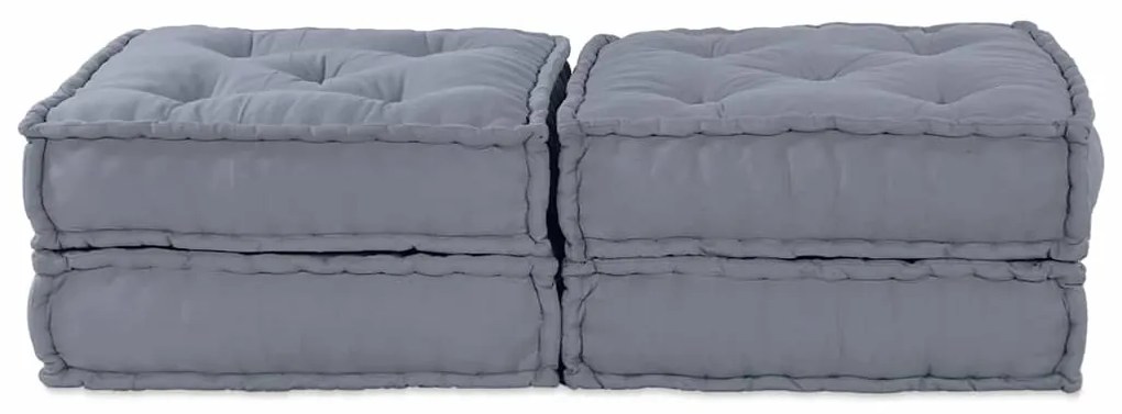 Sofá Pouf Modular para 2 Pessoas que se Transforma em Tecido Cinza