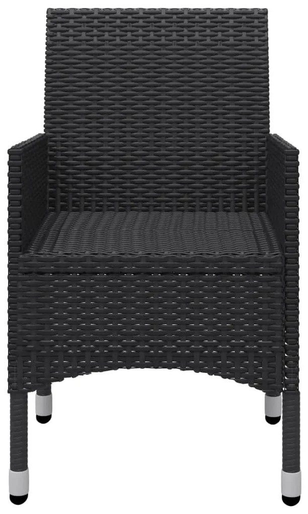 9 pcs conjunto de jantar para jardim vime PE e vidro preto