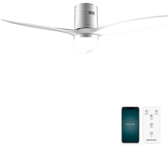 Ventoinha de teto EnergySilence Aero 5600 Aqua IronWhite Connected de 40 W e 52’’ com controlo remoto, controlo por Wi-Fi